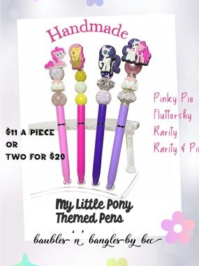 Handmade & Designed- beaded My Little Pony Character Top Pens